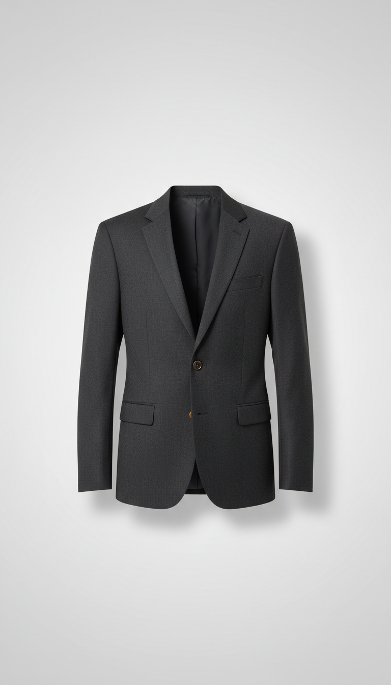 Slim Wool Suit Jacket in Deep Charcoal