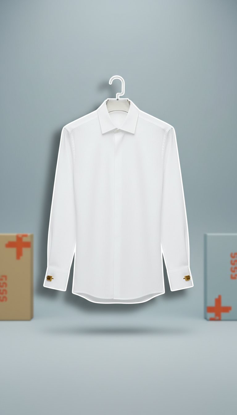 White Dress Shirt with Gold Cufflinks