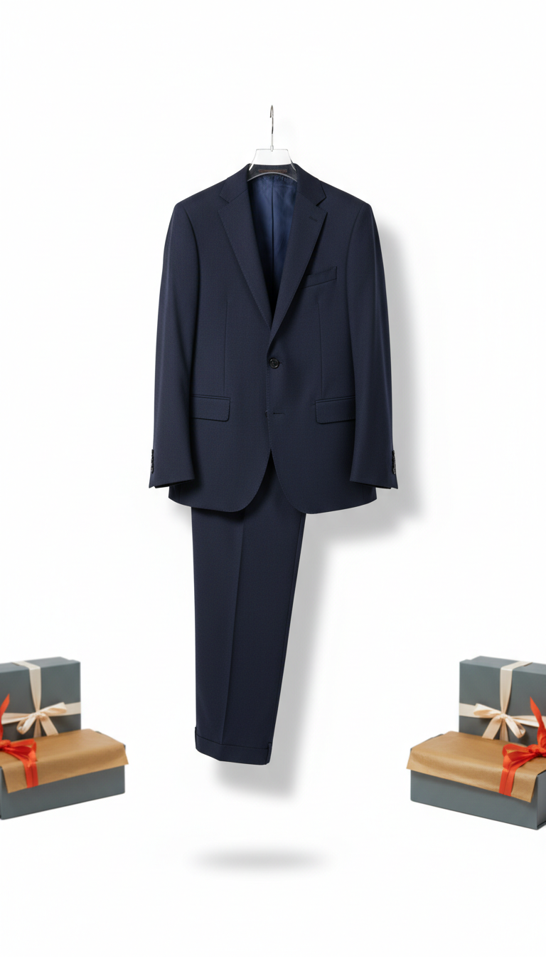 Navy Wool Tailored Suit